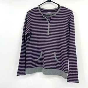 Jockey Purple & Gray Striped Long Sleeve Shirt – Size Medium